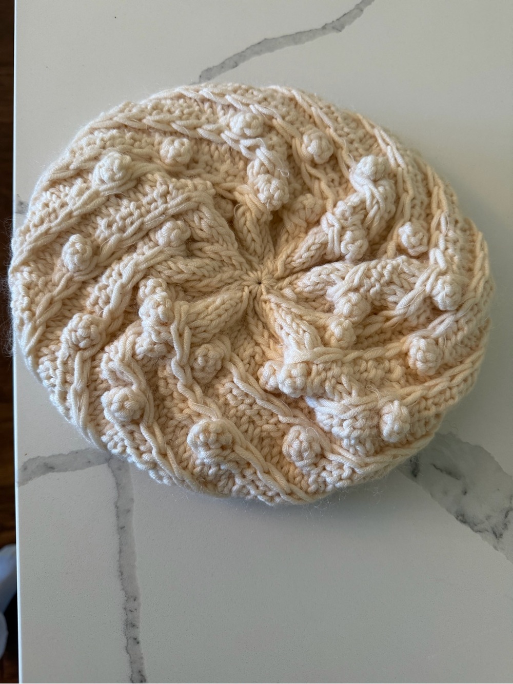 Eugenia Kim Cream Knit Pom-Pom Beret